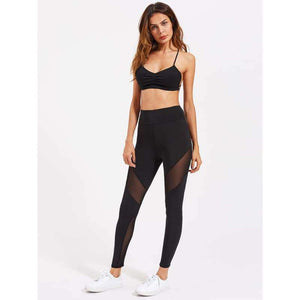 Active Mesh Panel Zip Detail Leggings - Leggings