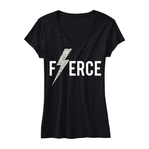 FIERCE Glitter Lightning Black Workout Shirt - Womens Clothing