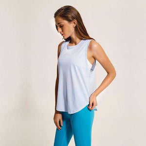 Loose Fit Solid Tank Tops - Light Blue / XS