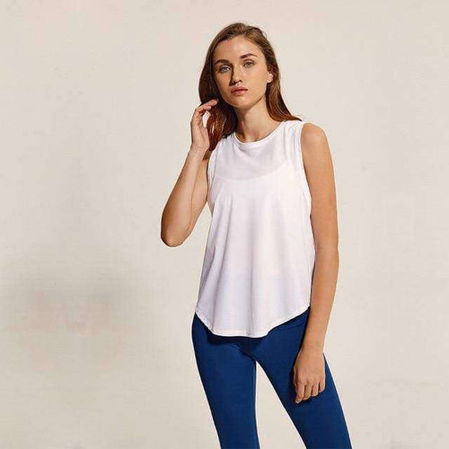 Loose Fit Solid Tank Tops - White / XS