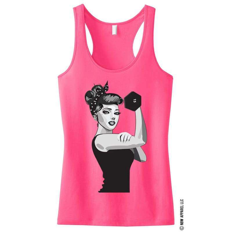 MODERN ROSIE the RIVETER Workout Tank Top Pink - Womens Clothing