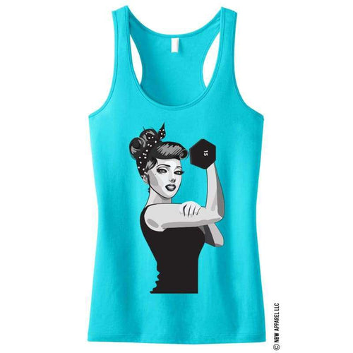 MODERN ROSIE the RIVETER Workout Tank Top Teal - Womens Clothing