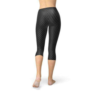 Womens Black Carbon Fiber Capri Leggings - Leggings