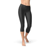 Womens Black Carbon Fiber Capri Leggings - Leggings