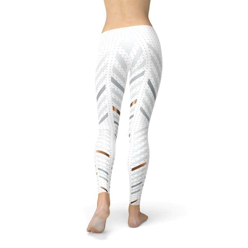 Womens White Stripes Leggings - Leggings