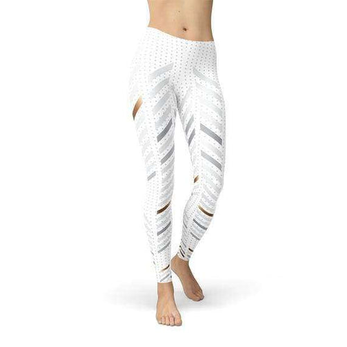 Womens White Stripes Leggings - Leggings