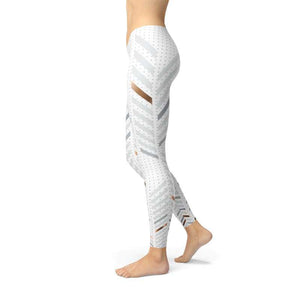 Womens White Stripes Leggings - Leggings